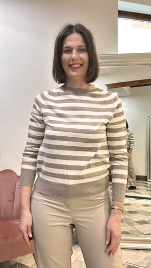 Maglia Facella riga cotone/seta/cach
