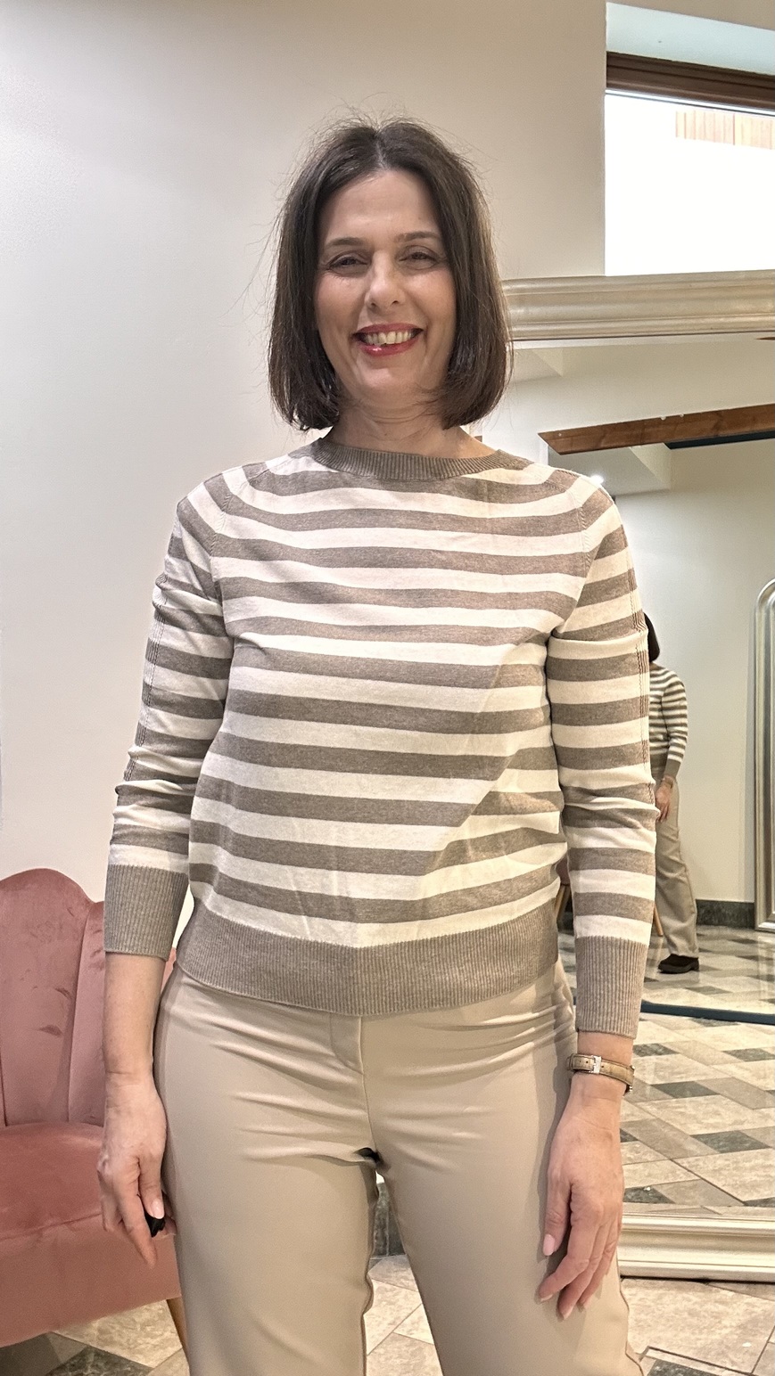 Maglia Facella riga cotone/seta/cach